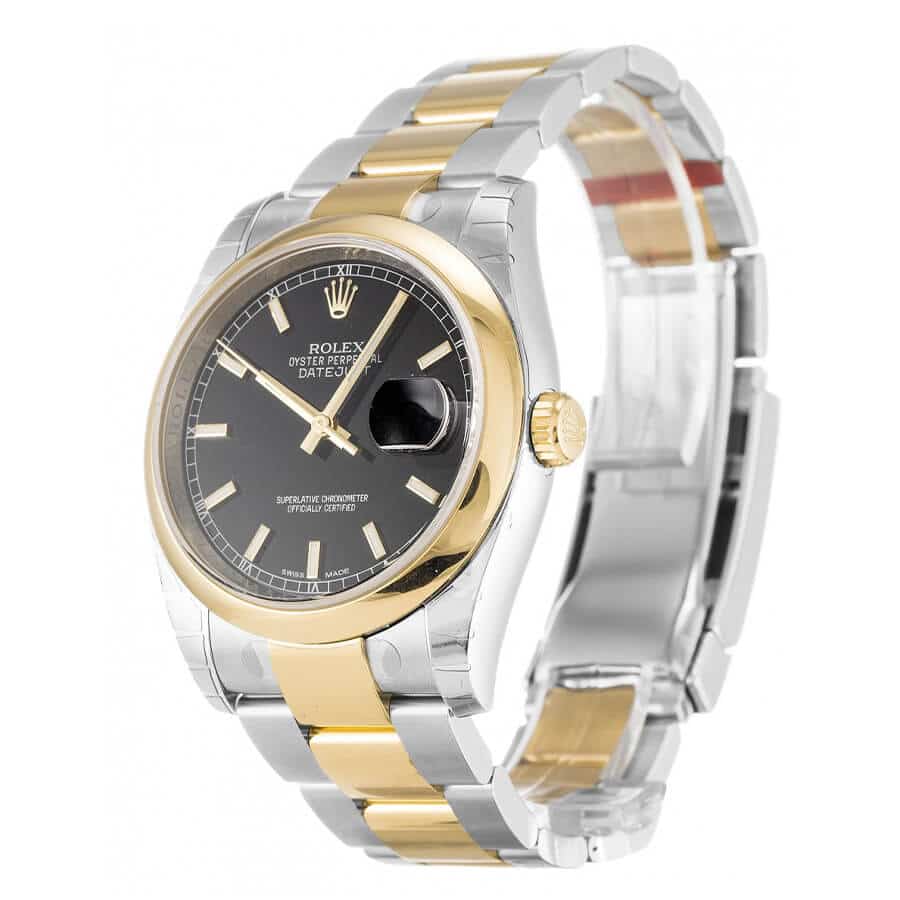 Rolex Datejust Yellow Gold Black Dial 116203 Oyster Replica - Image 2